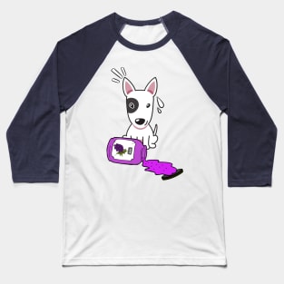 Naughty Bull Terrier Spills a jar of grape jam! Baseball T-Shirt